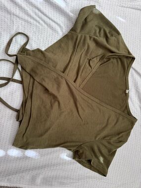 SHEIN Olive Green Wrap Crop Top